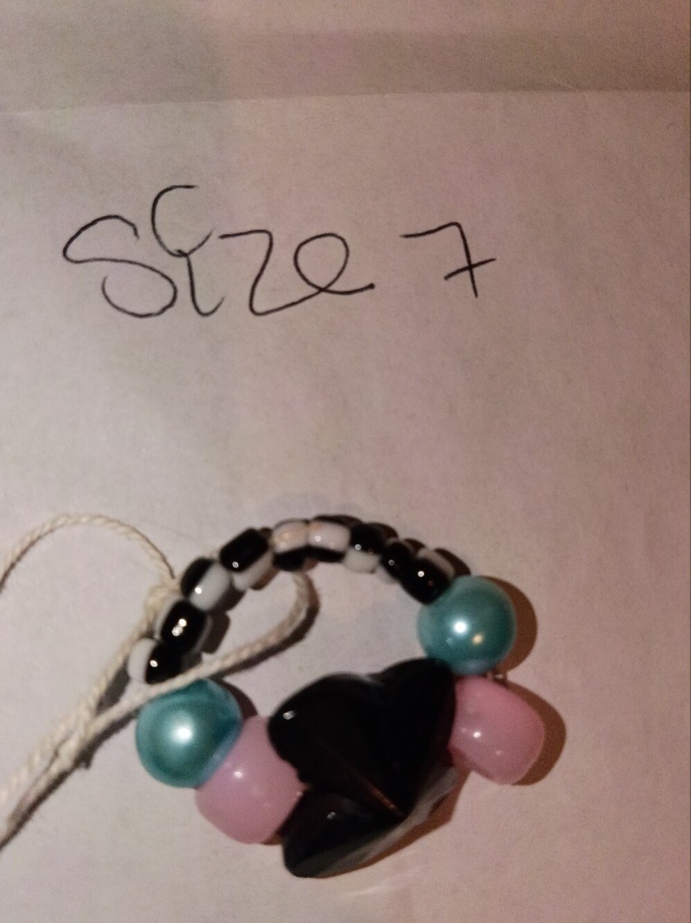 Handmade Beaded Ring  with Turquoise Accent